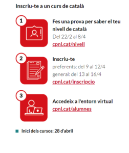 Inscripcions Als Cursos De Català « En Català, Llegim I Parlem